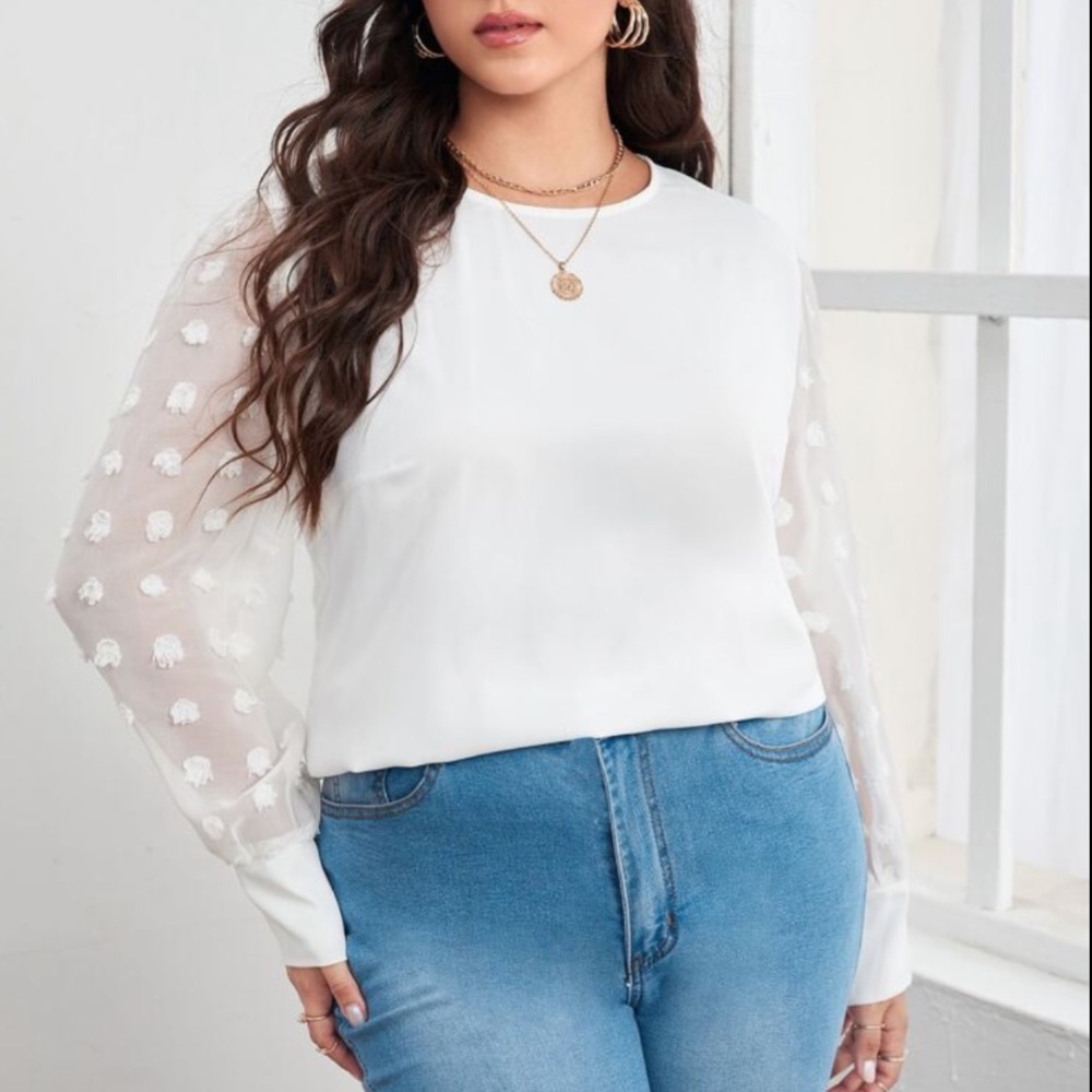 Elegant Dotted Sleeve Blouse - Picture 7 of 8